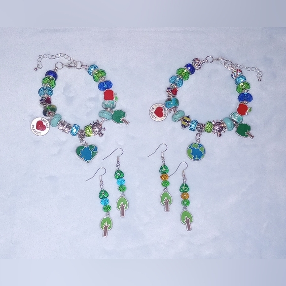 Earth Ocean Bracelet Earrings Book Of Poems - Picture 3 of 9